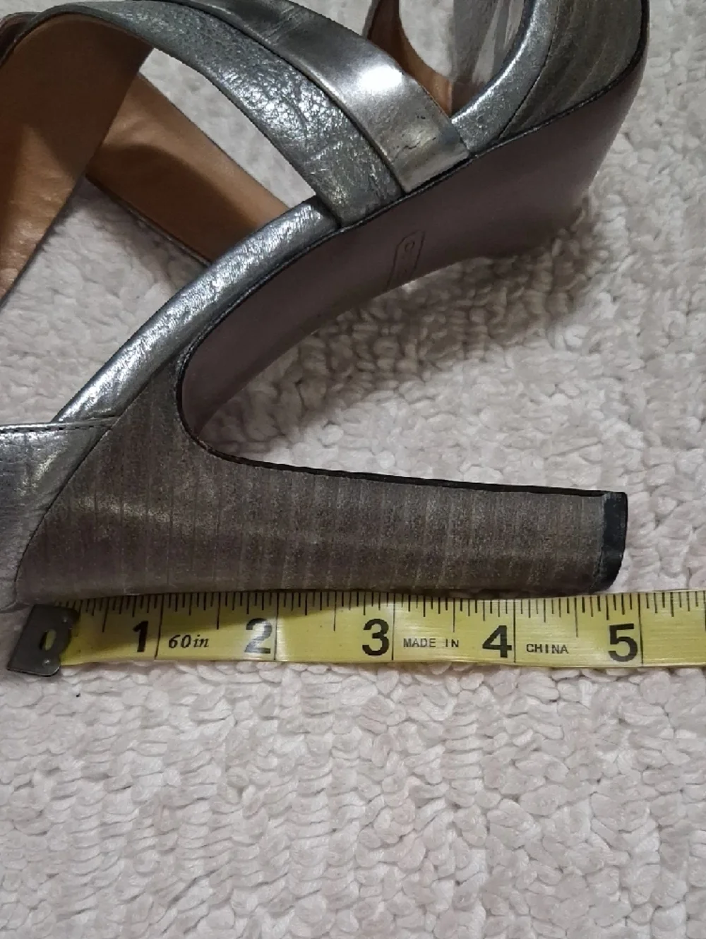 Coach Silver Metallic Strappy High Heel Sandals